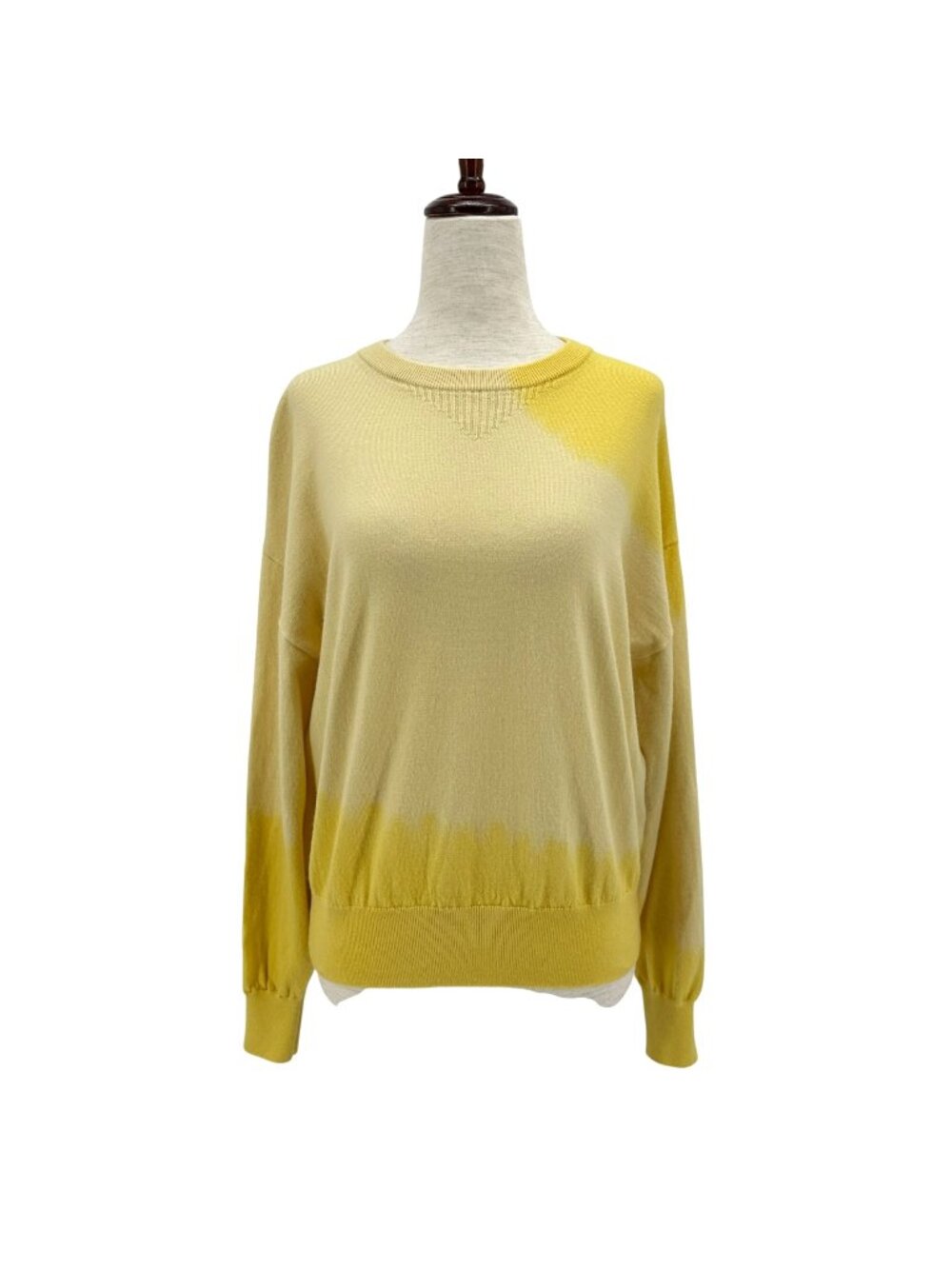 The Kooples Paris Womens 0 Sweater Wool Crewneck Dip Dye Yellow Knit Long Sleeve